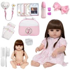 Boneca Reborn Realista Menina 46cm Enxoval Completo Bolsa