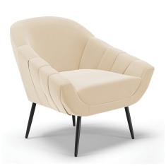 Poltrona Giovana Suede Bege Pés Palito de Ferro - D'Rossi