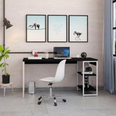 Escrivaninha Mesa Escritório com Estante Baixa 2 Prateleiras Estilo In