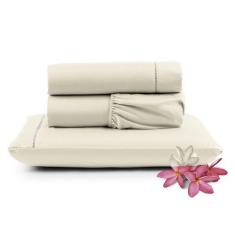 Jogo de Lençol Micropercal 400 Fios Solteiro 3 Peças Barato - Palha - 