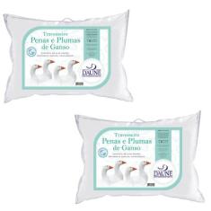 Kit com 2 Travesseiros de Penas e Plumas - 12cm - Daune