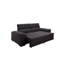 Sofá 3 Lugares Retrátil e Reclinável Herzog Veludo Grafite 220 cm