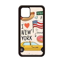 Capa I Love New York Hot Dog Donuts America Texi para iPhone 12 Pro Max para Apple Mini Mobile Case Shell
