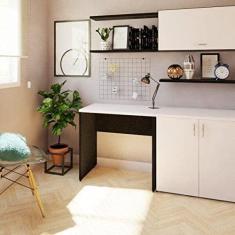 Mesa Reta Corp 25mm 100 cm Bramov Móveis Preto/Branco