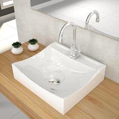 Kit Cuba Q440 com Torneira Luxo 1195 Metal e Válvula Click 1 Pol. Sifão Pvc e Flexível Compace Branca