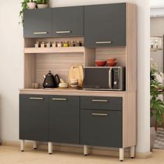 Cozinha Compacta álamo 6 Portas 1 Gaveta Avena Touch/Grafito - Demóbile