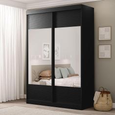 Guarda Roupa com Espelho 2 Portas de Correr Samambaia Cabecasa Madeiramadeira Preto