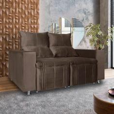 Sófa Retrátil e Reclinável 2 lugares Madri 1,60cm c/Molas Veludo Marrom