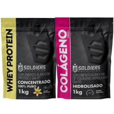 Kit: Whey Protein Concentrado 1Kg + Colágeno Hidrolisado 1Kg - 100% Importado - Soldiers Nutrition-Unissex
