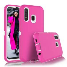 Tiflook Capa para Samsung Galaxy A20 A50, capa híbrida resistente à prova de choque de plástico rígido e borracha com absorção de choque para Samsung Galaxy A30 A50S A30S, rosa vermelha
