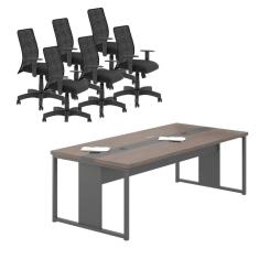 Jogo Cadeiras e Mesa de Escritório Cairo Freijó Preto