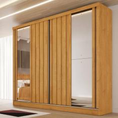 Guarda Roupa Casal Ripado com Espelho 2 Portas de Correr 100 MDF Galati Made Marcs