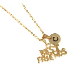 Colar Escrita Best Friends Inicial C Folheado Ouro 18k