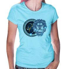 Baby Look Signo Leão Astrologia - Foca na Moda, Azul bebê, P