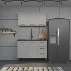 Balcão para Pia 120cm em Aço 2 Portas 4 Gavetas Juno Cozimax