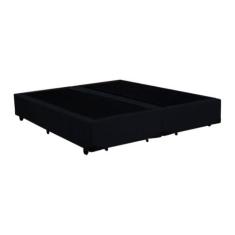 Base Box Blindado King Bipartido Homequeen Suede Preto 40x193x203