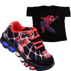 Tenis De Led Infantil Homem Aranha  + Camisa Lançamento, 20