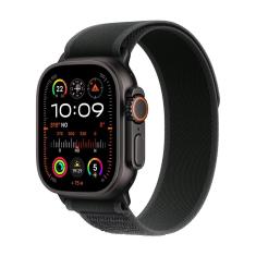 Apple Watch Ultra 2 GPS + Cellular • Caixa preta de titânio de 49mm • Pulseira loop Trail preta P/M