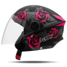 Capacete Aberto Feminino Masculino New Liberty 3 Flowers Rosa Pro Tork
