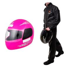 Capacete Moto Pro Tork Aberto Liberty 4 Four Rosa + Capa de Chuva Pion