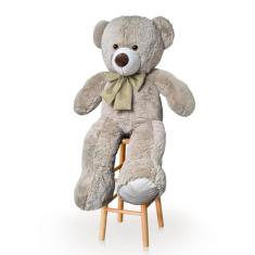 Urso De Pelúcia Gigante 1M Com Laço Para Decoração Presente Amor (Avelã Com Bege)