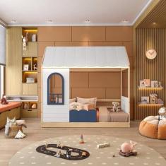 Cama Montessoriana Casinha com Led e Janela New Garden Casatema Madeir