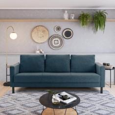 Sofá 3 Lugares com USB em Linho Antúrio CabeCasa MadeiraOriginals - Ca