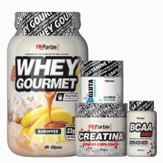 Kit Whey Gourmet Pote + Creatina 300g + Glutamina 150g + BCAA 100 cáps - FN Forbis-Unissex