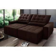 Sofá Retrátil Reclinável Alaska 2,50m Suede Velut Marrom c/ Molas no Assento - King House