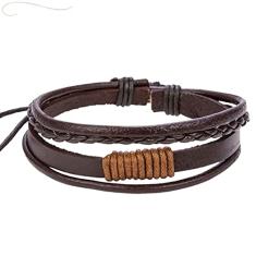 Pulseira de Couro Masculina Marrom Café Florença