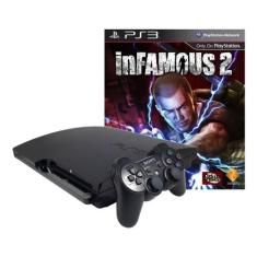 Console Ps3 Slim 320Gb Infamous 2 Cor  Charcoal Black