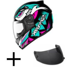 Capacete Ebf New Spark Dragon Verde e Rosa Mais Viseira Fumê