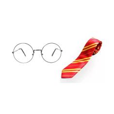 Kit Fantasia Harry Bruxo Oculos E Gravata Carnaval Halloween