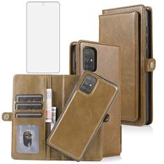 Asuwish Capa de telefone para Samsung Galaxy A71 5G carteira destacável com protetor de tela de vidro temperado e suporte de cartão de crédito flip de couro acessórios para celular Glaxay A 71 G5