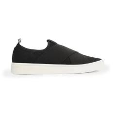 Tênis Feminino Slip On Preto Tecido Elásticos-Feminino