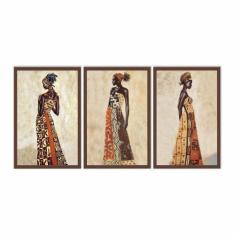 Quadro Decorativo Africanas 3P Sem Moldura 115X57 - Imperio