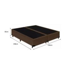 Cama Box Queen - Tecido Sintético Marrom com Colchão Extra Firme D28 -