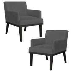 Kit 02 Poltronas Decorativas Vitória W01 Suede Cinza - Mpozenato, Cinz