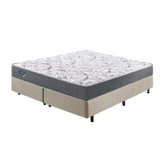 Cama Box King Size 193x203 Alpha Bege com Colchão Mola Ensacada - Cama