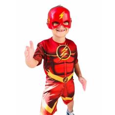 Fantasia Infantil do Flash Curta Com Enchimento e Máscara - RR STORE, 