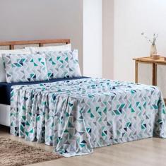Jogo de Lençol Cama Queen 4 peças 100% Algodão Malha Penteada Quality 