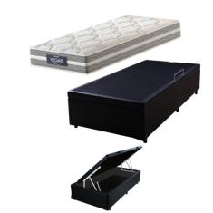 Cama Box C/ Baú Solteiro + Colchão Mola Ensacada Probel Vegas Springs 