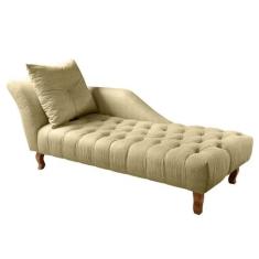 Divã Chesterfield Anna Recamier 160cm Via Encanto Veludo Bege Areia La