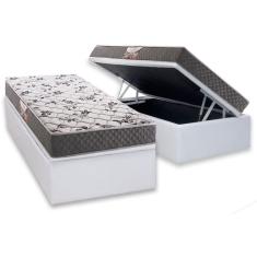 Cama Box Baú Solteiro: Colchão Anatômico Herval D28 / AG65 Ortopedic Black + Base CRC Courano White (88x188)