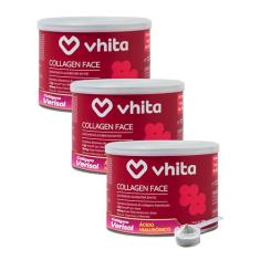 Vhita Colágeno Hidrolisado Verisol Com Ácido Hialuronico Em Pó Frutas Vermelhas 120gr - 3 Potes