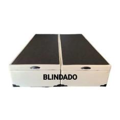 Cama Box Baú Casal Bipartido Blindado Sintético Bege