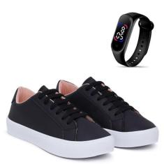 Kit Tênis Casual Feminino Soft Feet Leve e Macio + Relógio Touch Digit