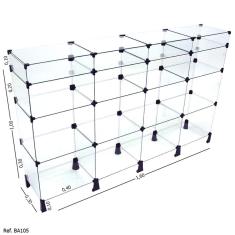 Balcão de Atendimento Modulado em Vidro com Porta Bijuteria - 1,60 x 1,00 x 0,30