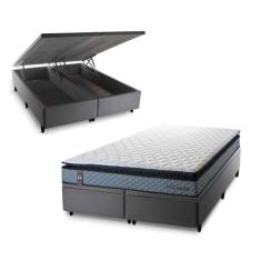 Conjunto Box Baú Chicago Cinza 158x198x64 Espuma D33 - King House