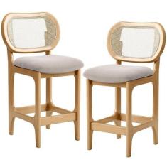 Kit 2 Banquetas Baixa Bar Cozinha Sala De Jantar Betta L02 Mel Tela Bo